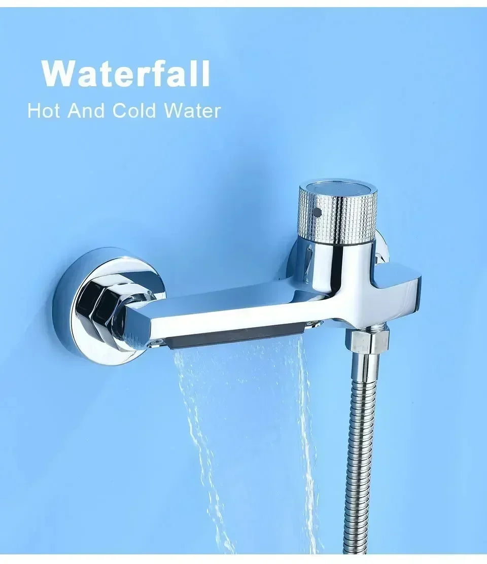 Hot and Cold Water Heater Mixing Valve Wall Mounted Bathtub Faucets Bathroom Shower Set Shower Tap Shower Accessories