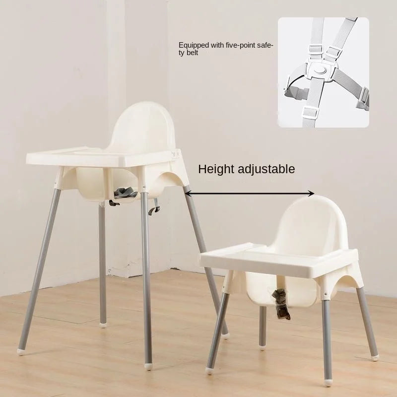 Sturdy Plastic Baby High Chair with Adjustable Tray oddler Dining Seat, Easy Clean Infant Feeding Chair for Home