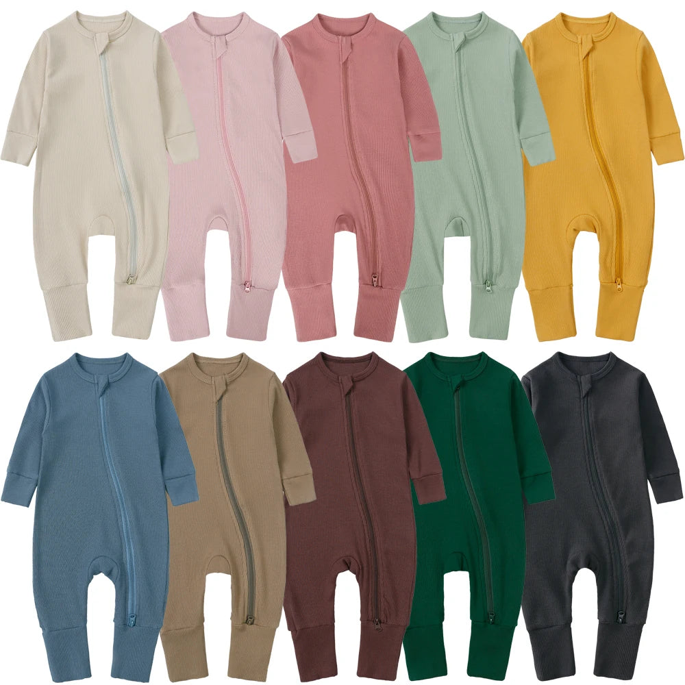 2025 Autumn Newborn Baby Boy Romper Thicken Bamboo Infant Clothes Long Sleeve Ribbed Bodysuit Kid Girl Jumpsuit Sleeper Pajamas
