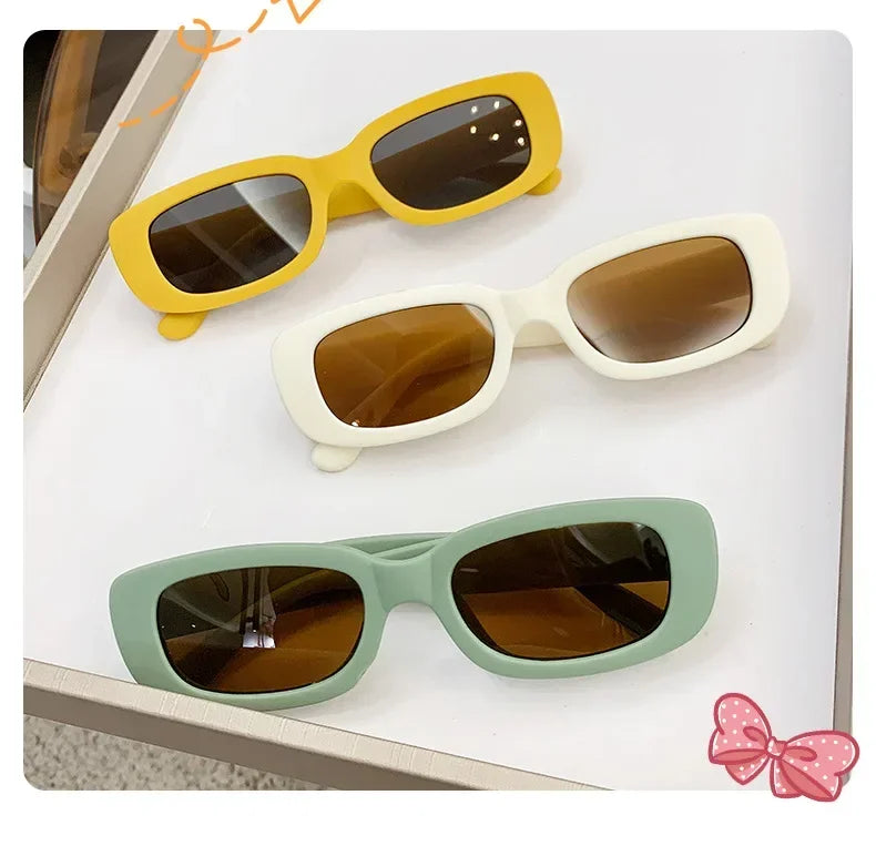 Children Cute Vintage Frosted Rectangle Sunglasses Outdoor Girls Boys Sweet Sun glasses Protection Classic Kids eyewear UV400