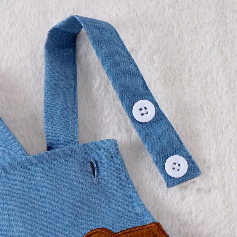 Citgeett Autumn Infant Baby Boys Girls Outfit Long Sleeve T-shirt Embroidery Animals Overall Pants Fall Outfit Clothing Set