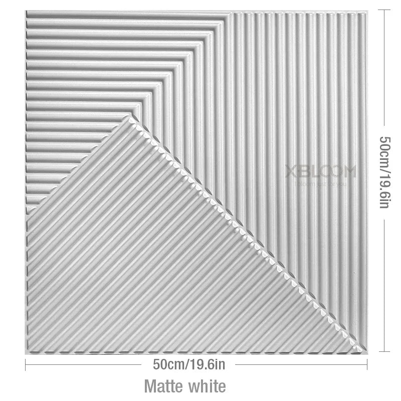 12PC 50x50cm 3d art plaster cut geometric diamond carved wood adhesive bottom wall 3d wall sticker 3d wall panel home decoration