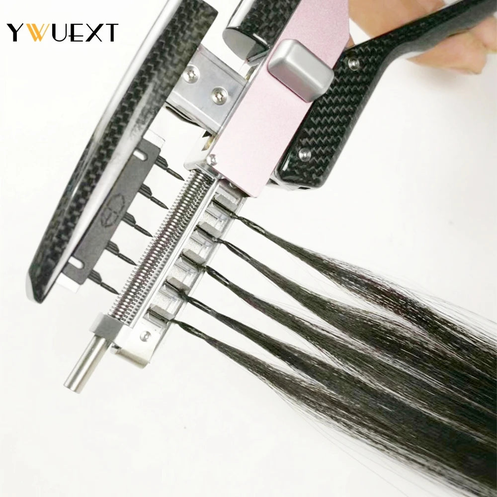 YWUEXT Dark Brown 2# 6D Hair Extensions Straight 16"-24" Machine Remy Human Hair Micro Rings 5 pins 6D 2 Hair