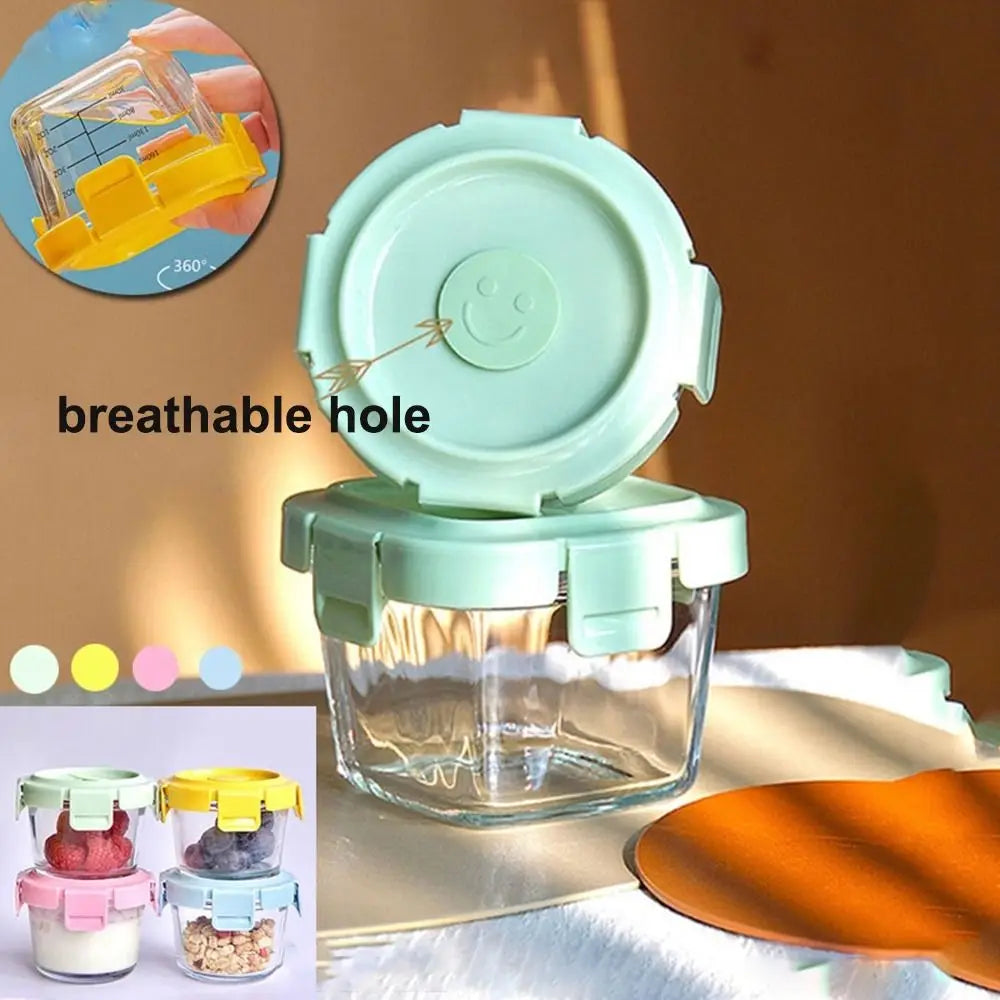 140ml Glass Food Storage Box Frozen Baby Food Glass Cup Baby Food Storage Jar for Little Ones Microwave Safe