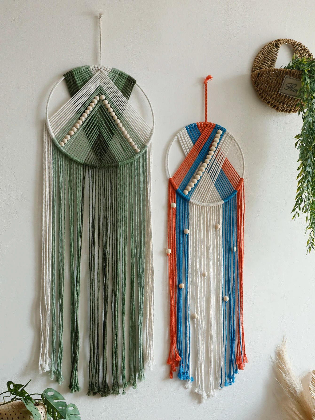 Handmade Macrame Wall Hanging Tapestry with Fringe and Wooden Beads for Living Room Bedroom or Nursery Large Bohemian Decor Gift