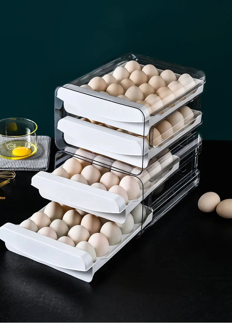 Refrigerator Egg Storage Crisper Drawer-type 40-grid Household Double-layer Egg Tray Kitchen Stackable Egg Rack