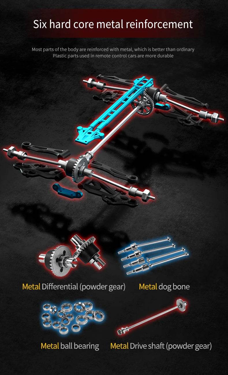16103PRO 2.4GHz 70KM/H Professional RC Car: Brushless Motor, 1:16 Scale 4WD High-Speed Off-road Climbing Vehicle Wtith LED Light - AIAZ