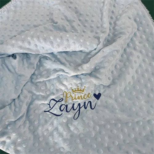 Personalized Bubble Minky Fleece Baby Blanket with Name DIY Custom Toddler Crib Stroller Blanket For Newborn Baby Birthday Gift