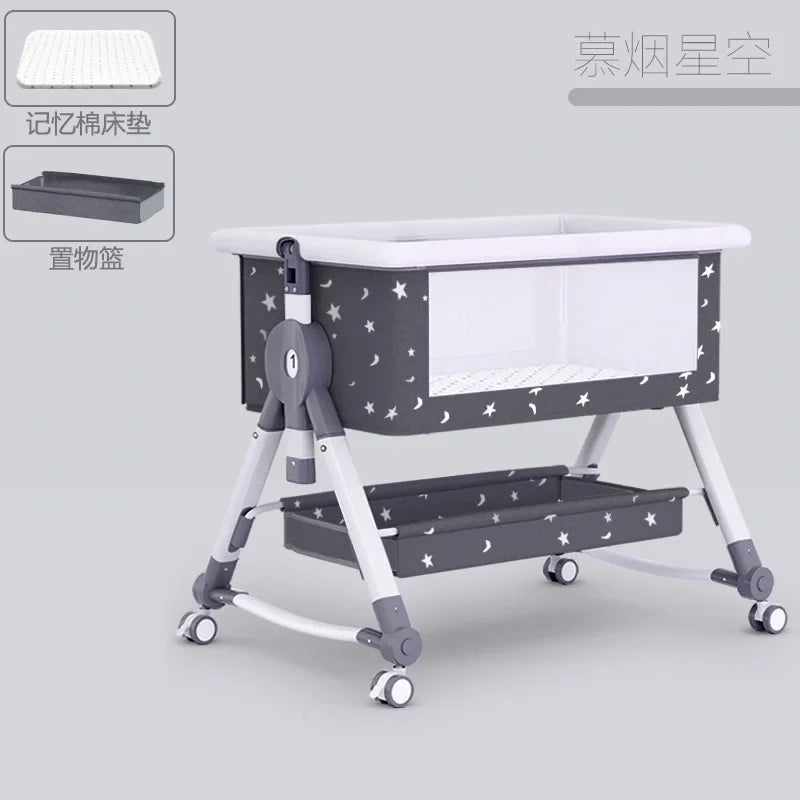 Newborn Bed Splicing Large Bed Baby Rocking Children's Cradle Multifunctional Movable and Foldable