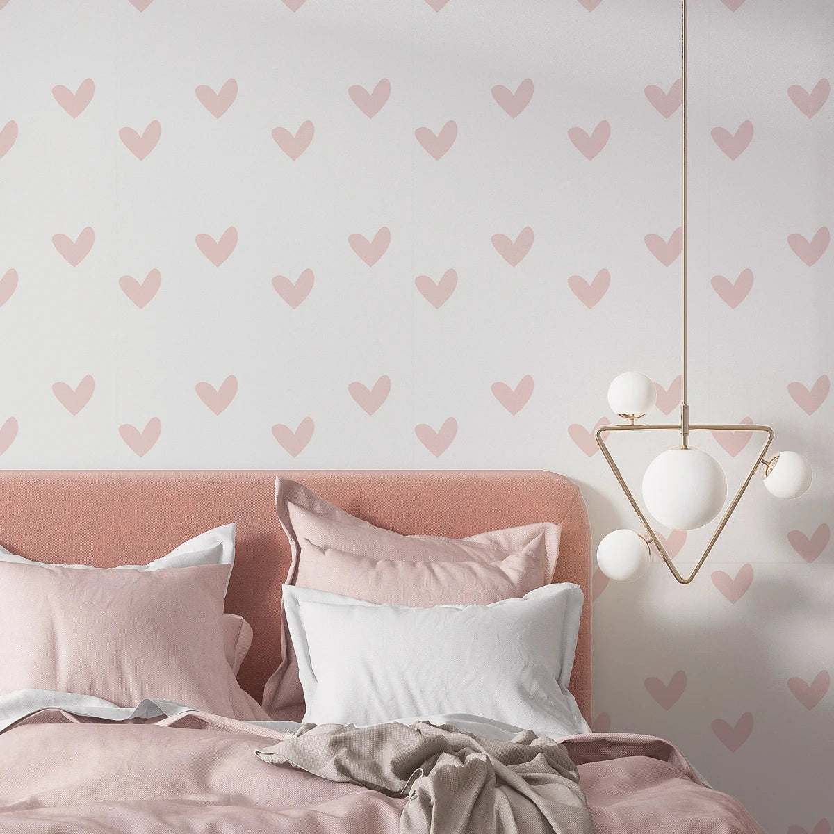 1 roll pink love heart print pattern waterproof thick wallpaper moisture-proof children's room wall stickers self-adhesive home