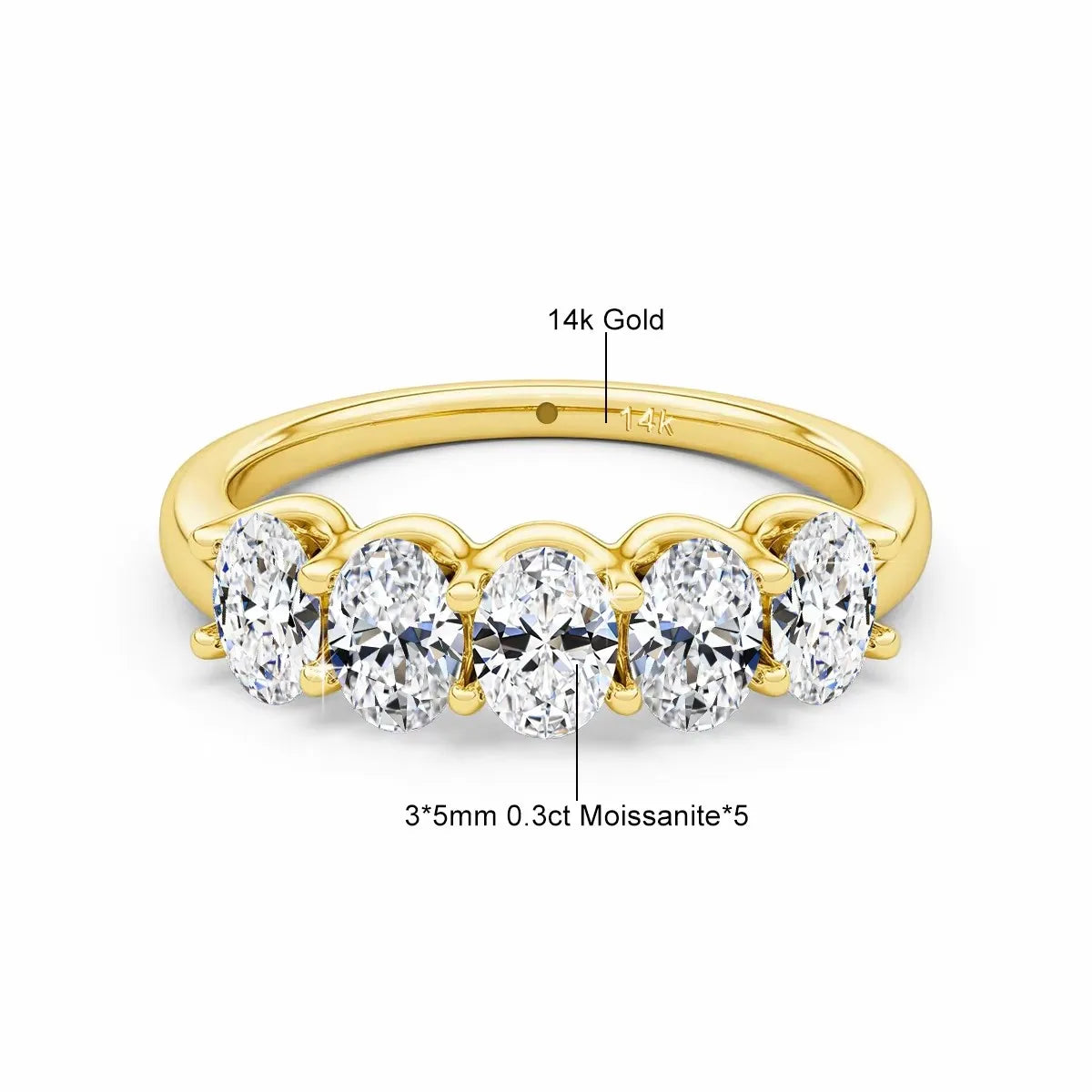 Real 14k Gold Oval Moissanite Eternity Ring Wedding Band For Women AU 585 K Gold Fine Jewelry Engagement Gift With Certificate