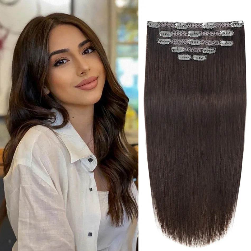 BHF Clip in Hair Extensions Human Hair Straight Remy Hair Natural Black Light Brown Honey Ombre Hair Extensions With Clips 70g - AIAZ
