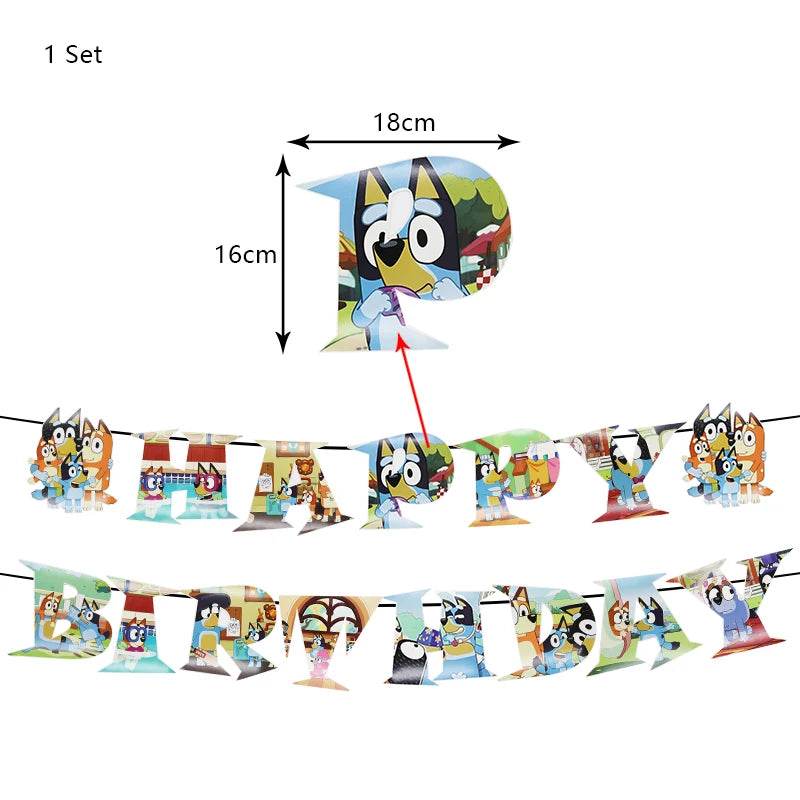 New Bluey Birthday Party Decoration Latex Balloons Bingo Aluminum Film Balloon Disposable Tableware Kids Event Supplies Backdrop - AIAZ
