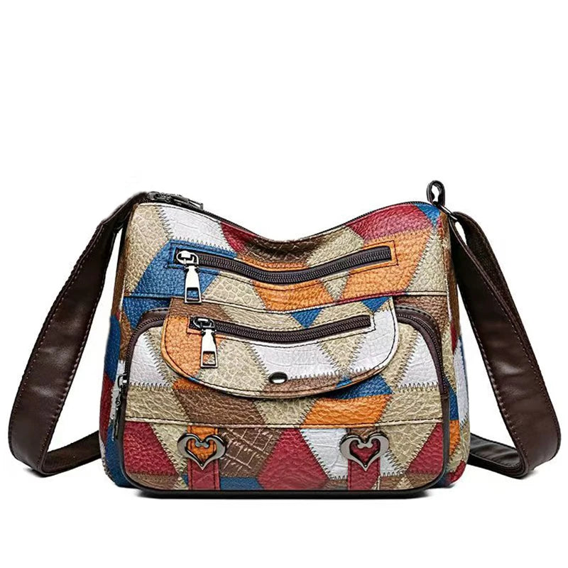 Ladies' handbag, mom's bag, can be carried across the shoulder with a geometric design, suitable for work occasions.