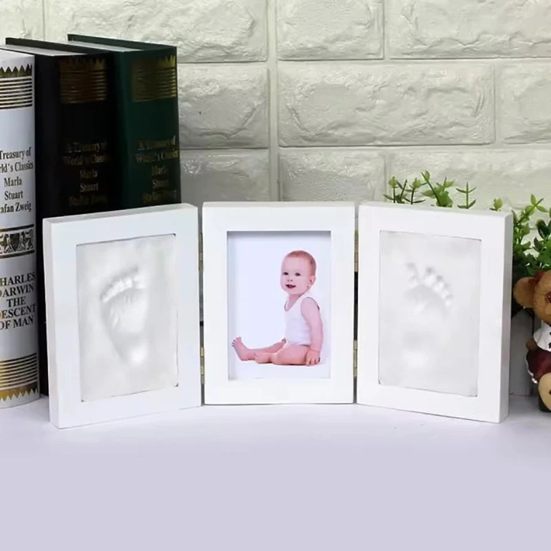 New Baby Handprints Footprints Hands Feet Mold Maker Baby Photo Frame With Cover Fingerprint Mud Set Baby Growth Memorial Gift
