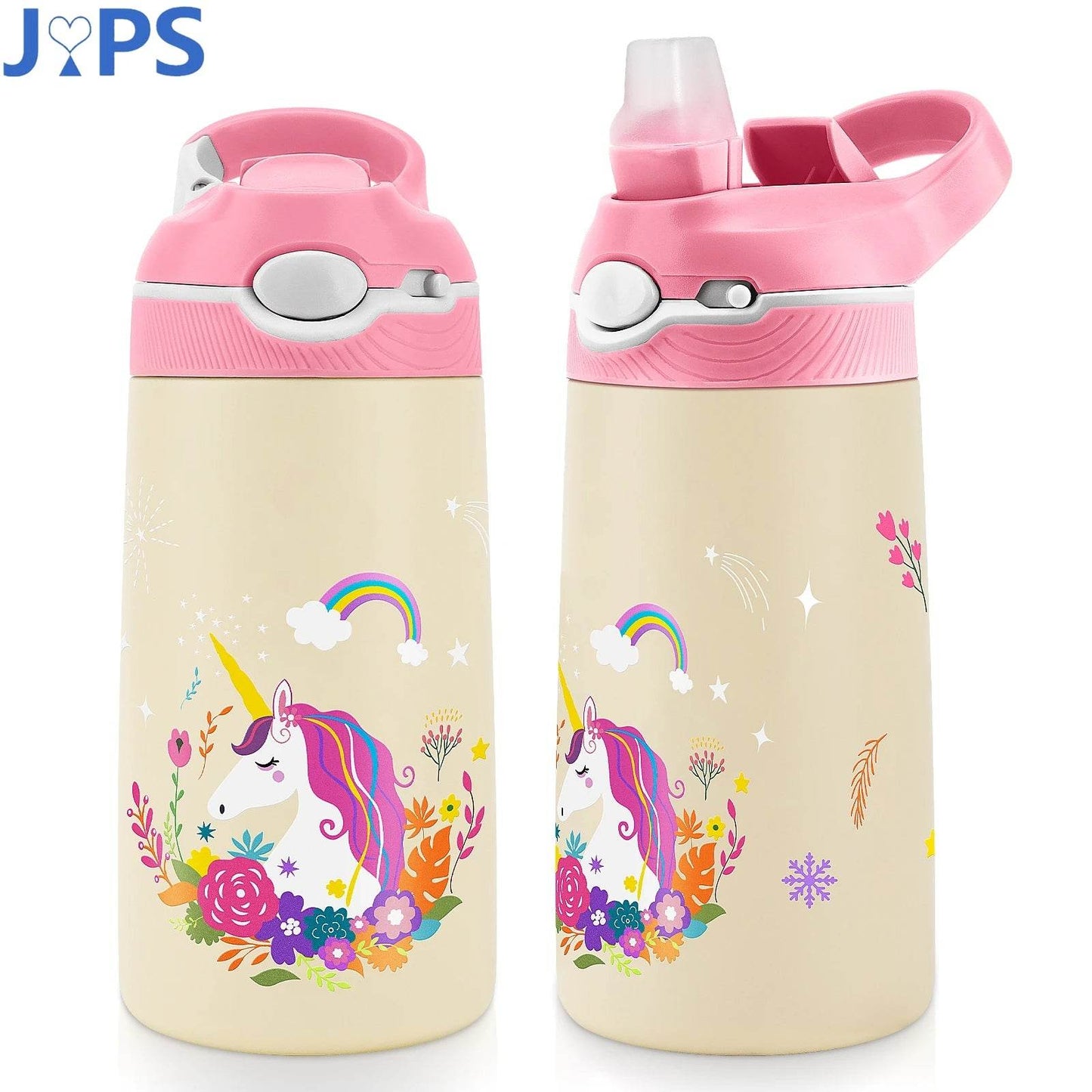 400ML Water Bottle for Children,Thermos With Cute Pattern,Children Thermal Bottle , School Kids Water Bottle With Straw BPA Free - AIAZ