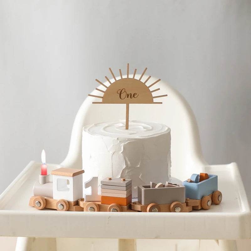 Wooden Train Birthday Toy Montessori Toys Baby Educational Toys Wooden Trolley Baby Learning Toys Number Of Wood Baby's Toys - AIAZ