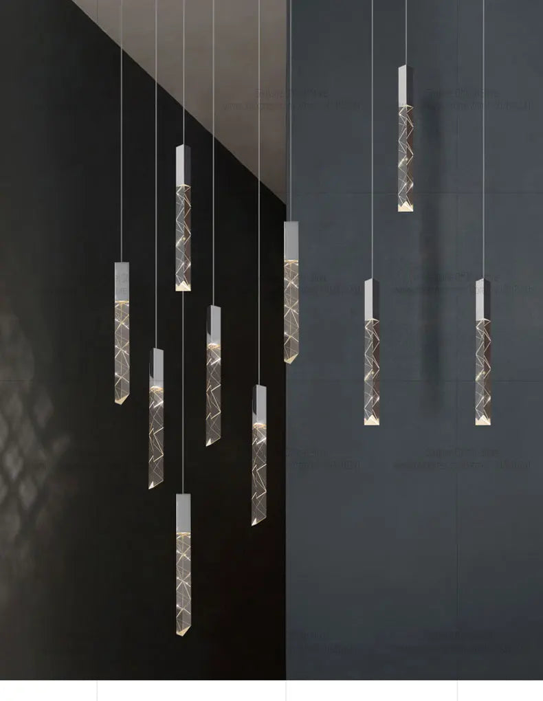 Modern LED Living Room Pendant Light Staircase Pendent Lamp Doublelayer Attic Spiral Long Ceiling Lamp Villa Crystal Chandelier