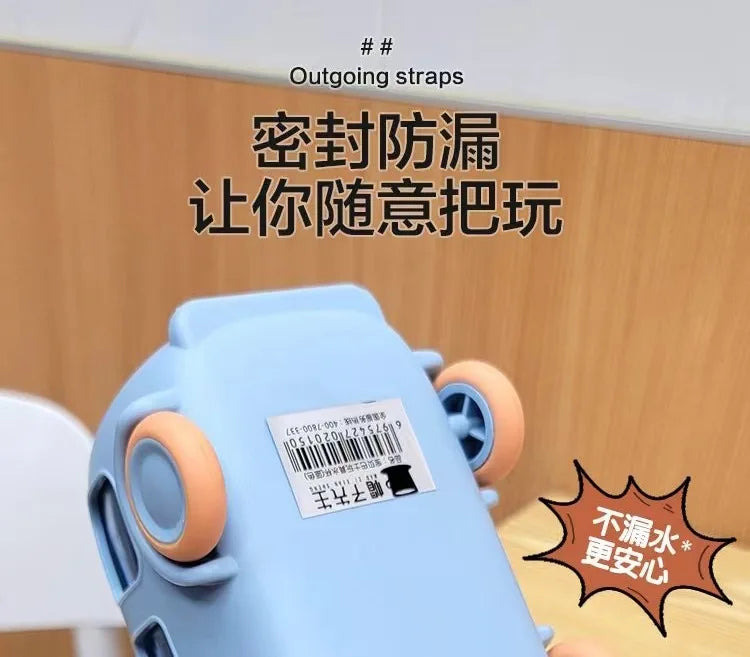 Baby Cute Panda Bus Portable Water Bottle with Shoulder Strap Kid Car Straw Water Cup Children's Water Bottle Drinking Cup