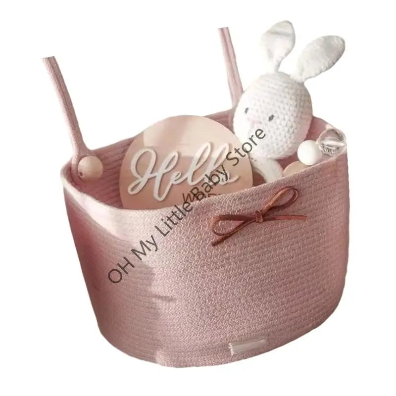 Baby Crib Storage Bag Cotton weave Large Pouch Newborn Bed Headboard Organizer for Kids Baby Bedding Diaper Toys Bag