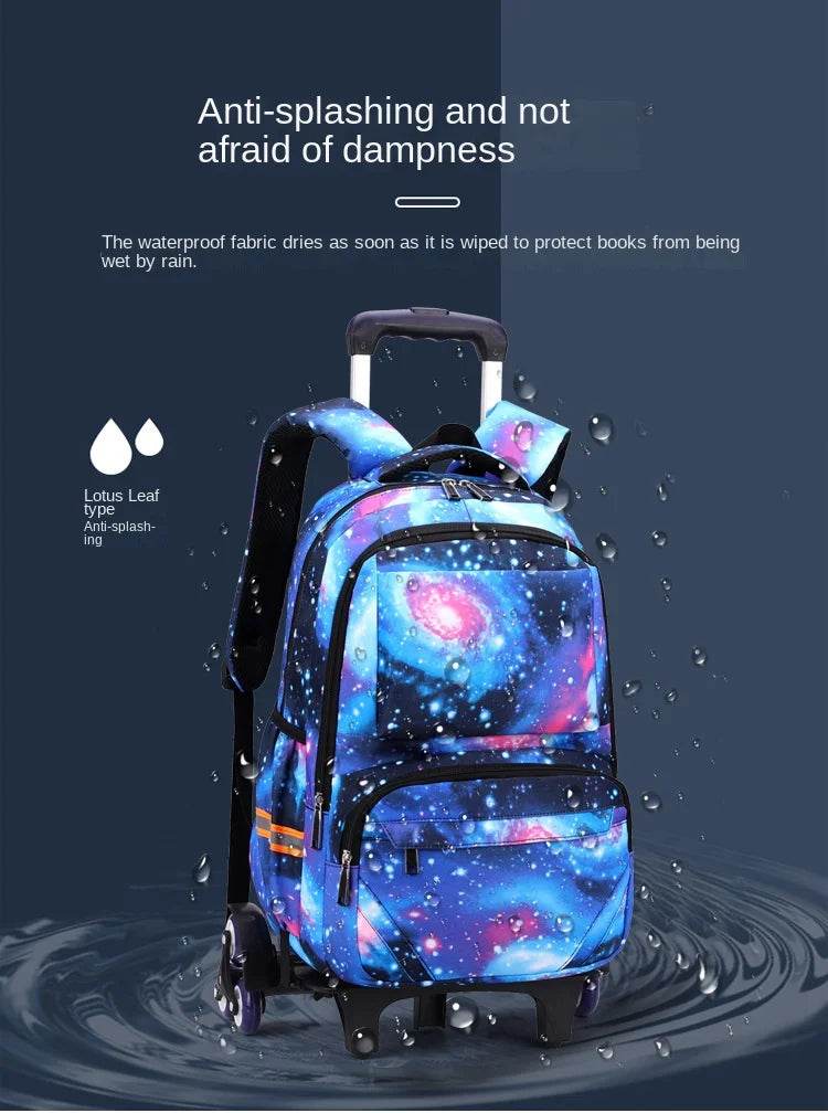 School bags with Wheels School Rolling Backpacks for Boys Trolley Bag Waterproof Orthopedic School Bag Student Wheeled Backpack - AIAZ