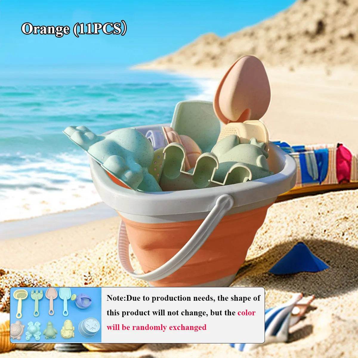 11/5/1 PCS Beach Sand Play Water Set Folding Bucket Summer Toys for Children Kids Outdoor Game Sandbox Accessories Color Random - AIAZ