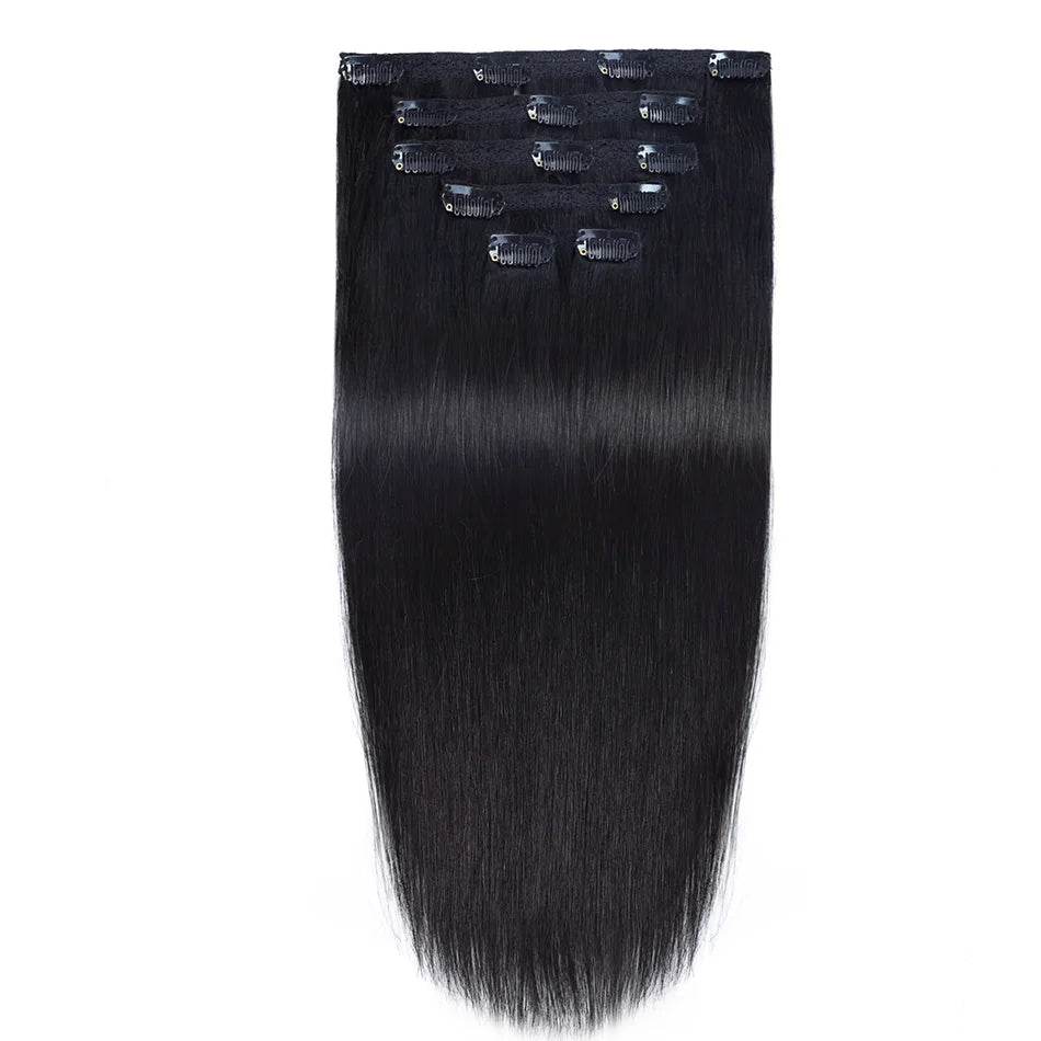 BHF Clip in Hair Extensions Human Hair Straight Remy Hair Natural Black Light Brown Honey Ombre Hair Extensions With Clips 70g - AIAZ
