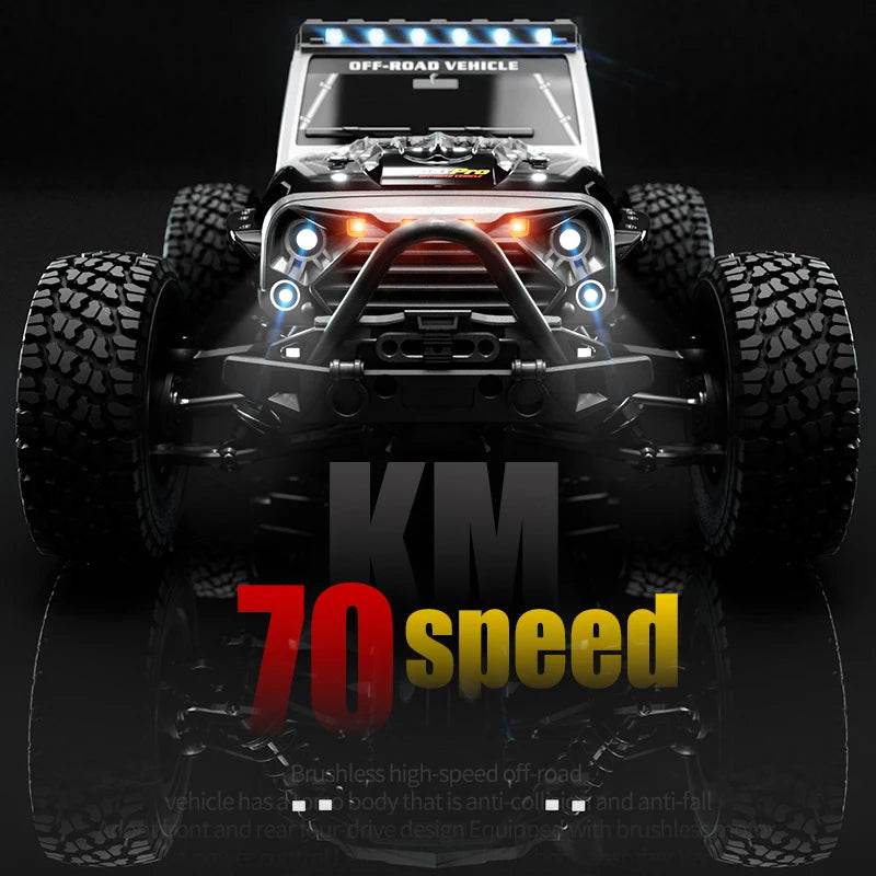 16103PRO 2.4GHz 70KM/H Professional RC Car: Brushless Motor, 1:16 Scale 4WD High-Speed Off-road Climbing Vehicle Wtith LED Light - AIAZ