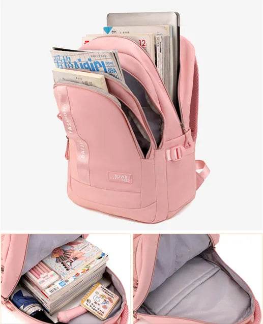 BAIJIAWEI brand college and high school student school backpacks Nylon orthopedic school bags reduces the burden girls schoolbag - AIAZ