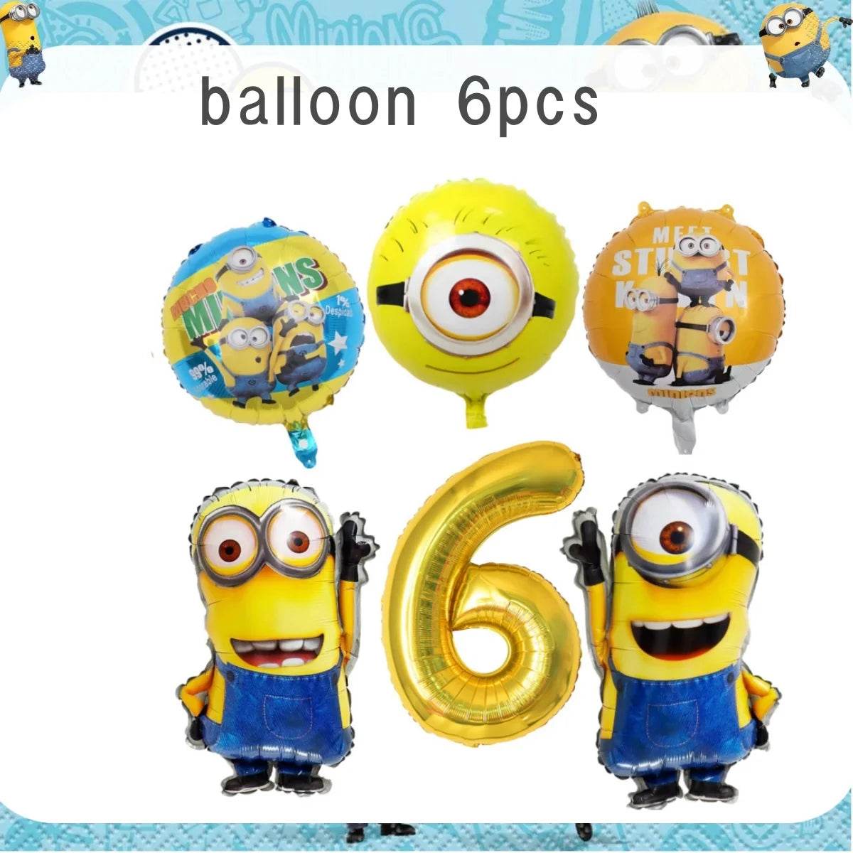 Big Eye Yellow Man Birthday Party Supplies Set - Disposable Tableware Tablecloth Plate Cup Balloon for Boys & Girls Baby Shower - AIAZ