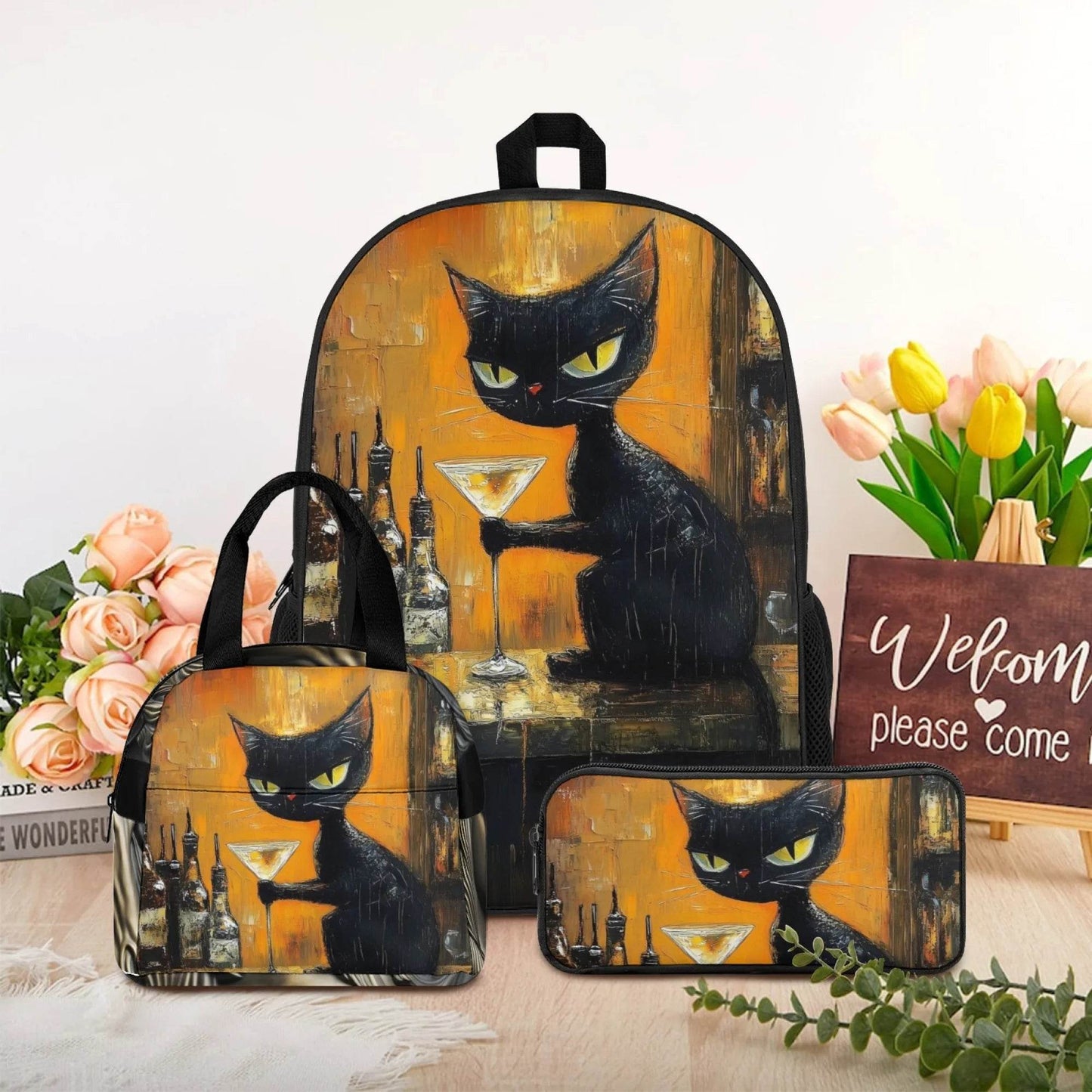3Pcs Set School Backpack with Front Pocket,Cartoon L-eveling School Bags for Girls Boys,Large Child Backpack - AIAZ
