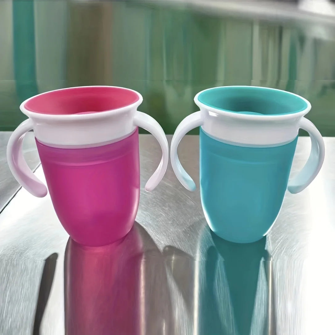 6oz/180ml -360 Trainer Cup, Baby Water Cup, Kids Learning Drinking Cup, Silicone Water Bottle with Handle