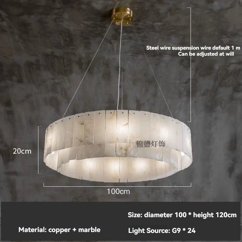 Natural Marble Brass Pendant Light Luxury Nordic Gold Chandelier for Living Room Dining Room Bedroom Bar Study Lighting Fixture