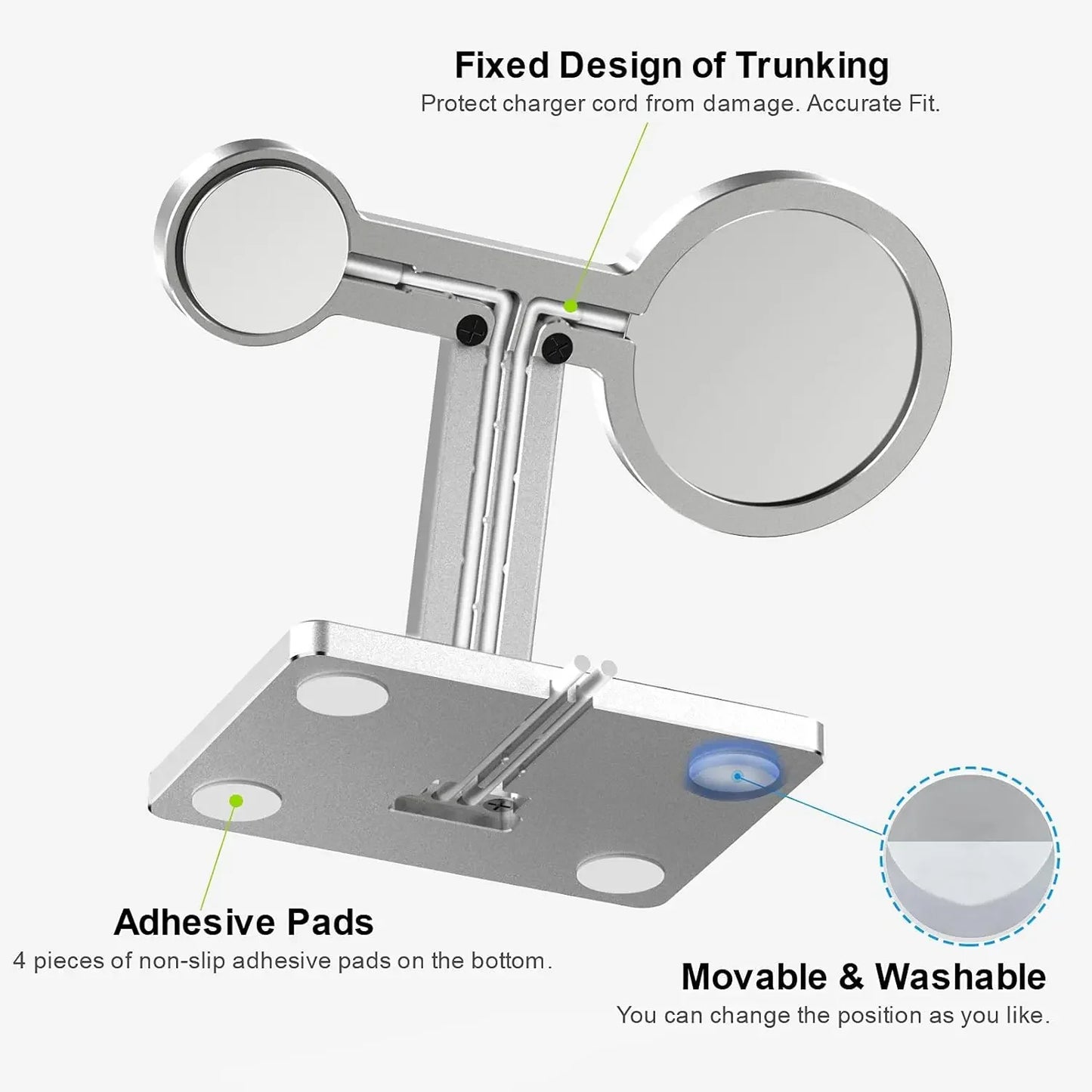 EWA 2 in1 for MagSafe Charging Stand Aluminum Alloy MagSafe Desktop Stand Holder Dock,Compatible with MagSafe Charger for iPhone