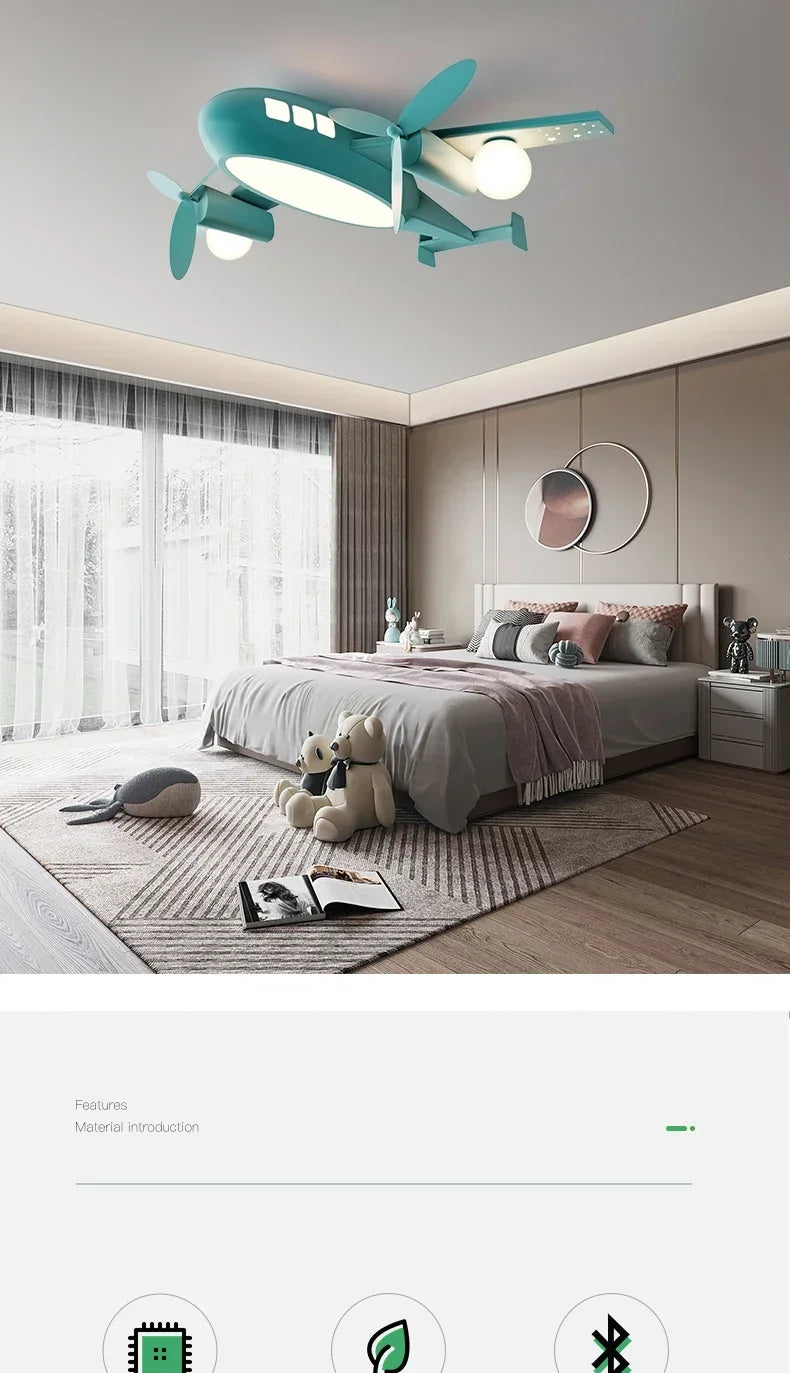JIANKEXING Bedroom Lights Children's Room Lights Luxury Creative Cartoons Airplanes Chandeliers Modern Minimalist Boys Girls