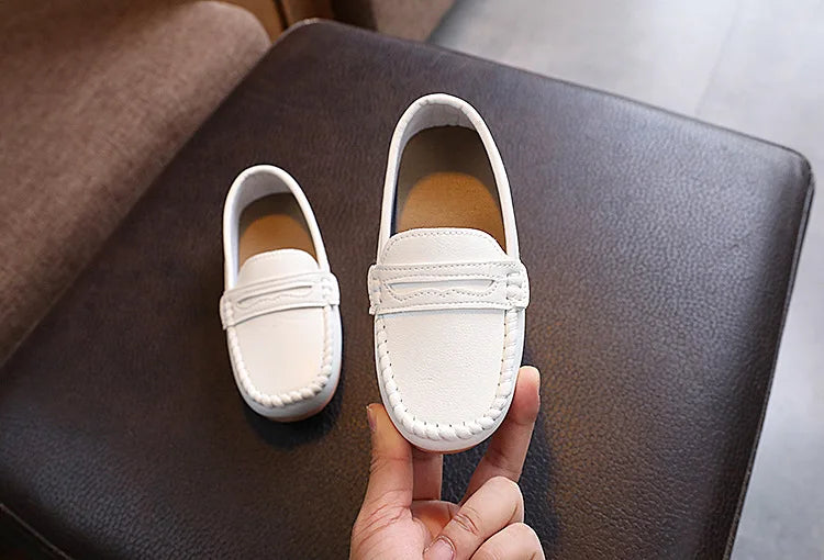 Boys Shoes Spring Autumn Kids Oxfords Boys Slip-on Flats Soft PU Leather Shoes Toddler Black White Loafers For Boy