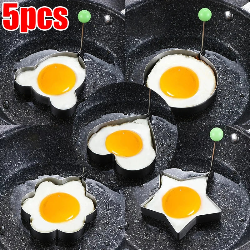 5 Style Heart Fried Egg Mold Stainless Steel Egg Mould Maker Breakfast Baking Omelette Rings Cooking Tools Kitchen Accessories