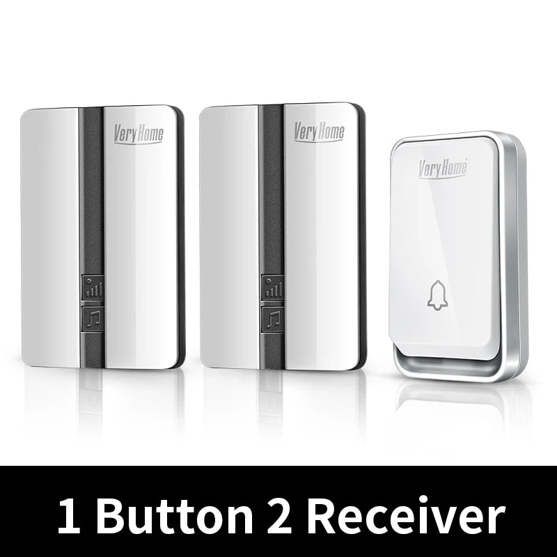 VeryHome Wireless Doorbell Waterproof Self-powered Button Smart Door Bell Sets Home Welcome Outdoor House Chimes Receiver