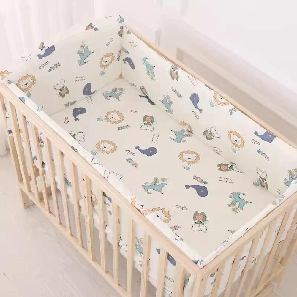 6PCS Baby Bedding Set Cotton Bedroom Decor Newborns Crib Bumpers Cushion Cotton include( 4Bumpers+Sheet+Pillow)