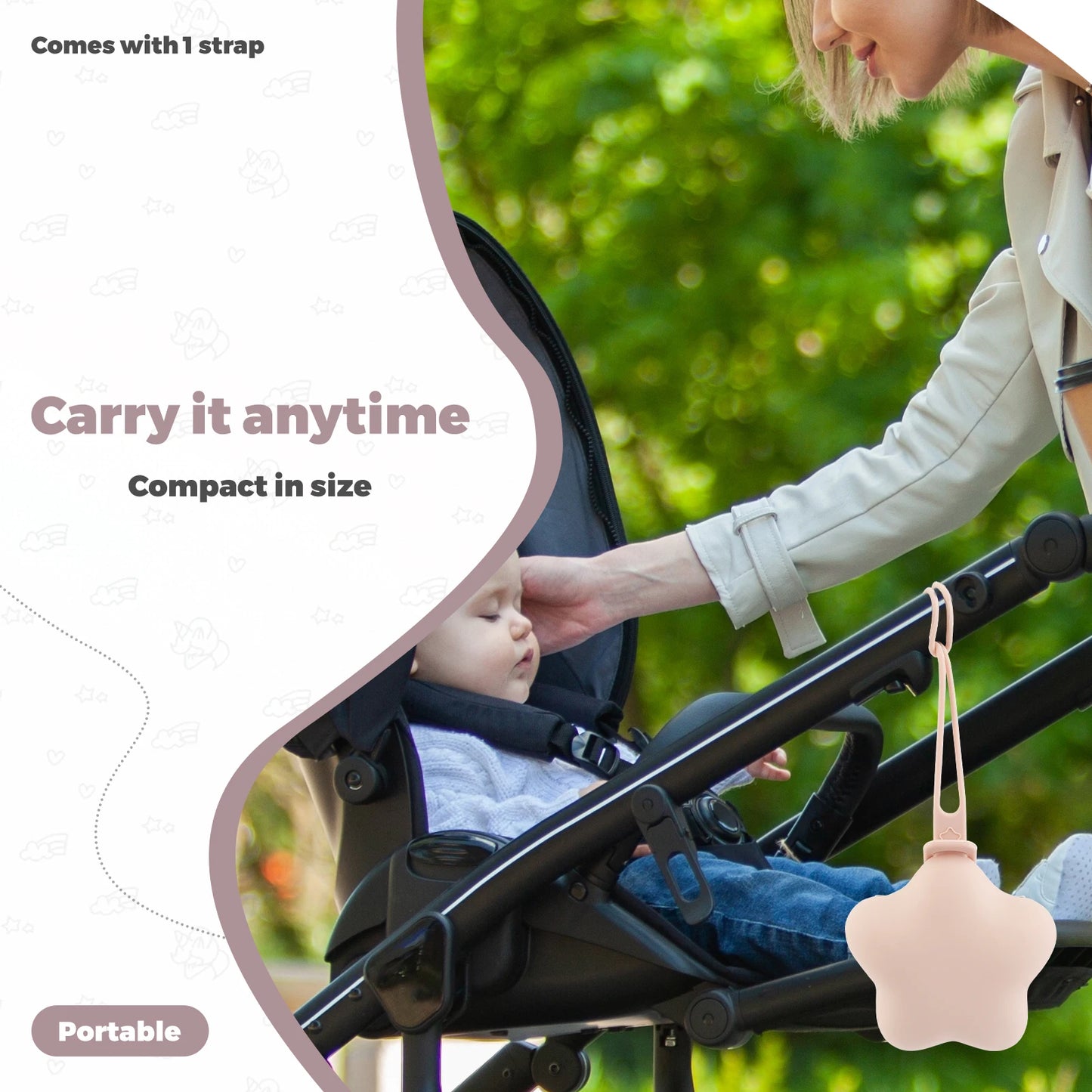 3/6Pcs Star Pacifier Storage Bag Silicone Dustproof Pacifier Holder Case Portable Baby Pacifier Chain Bag Baby Accessories