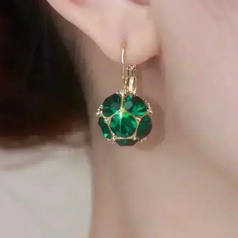 Exquisite Blue Drop-shaped Crystal Pendant Earrings For Women Fashion Personalized Daily Accessories Party Jewelry Birthday Gift