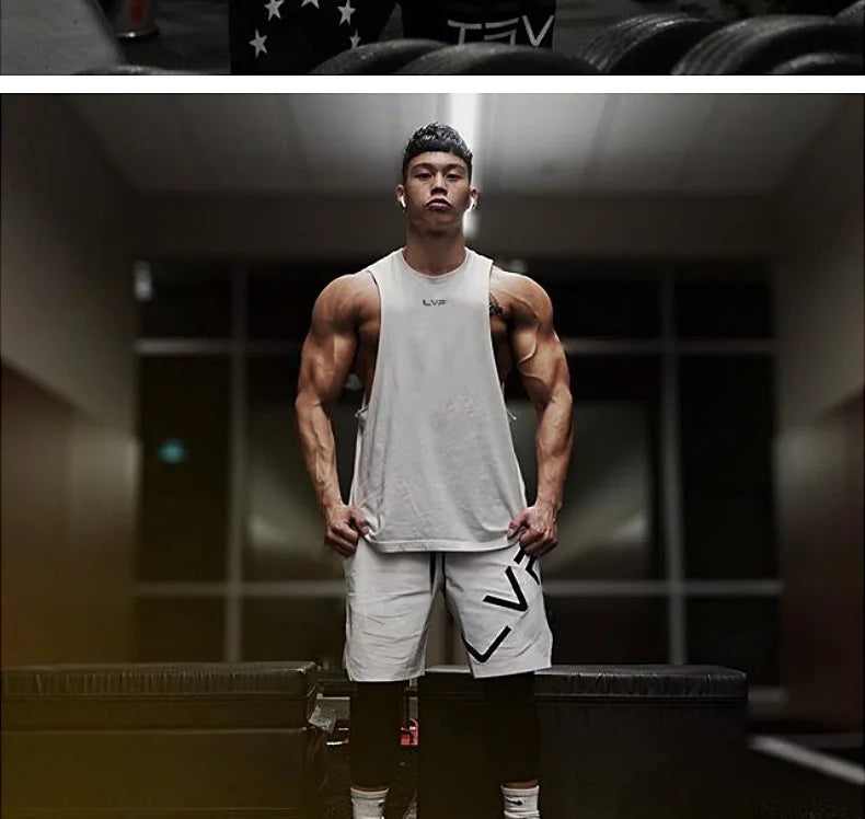 Men's Brand Summer Gym Cotton Tank Top Sleeveless Shirt Man Bodybuilding Clothing Casual Fitness Workout Running Vest Sportswear