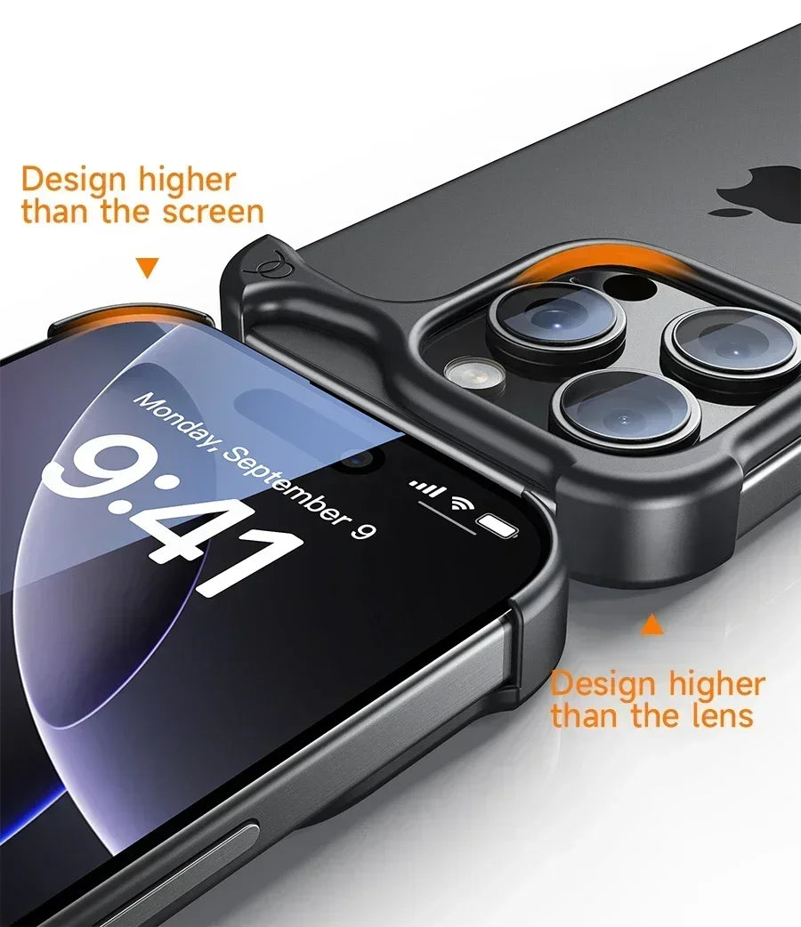 Ultra Minimalist High-end Lightweight Phone Cover Aluminum Metal for IPhone 14/15/16/17 Pro Max Bumper Phone Case