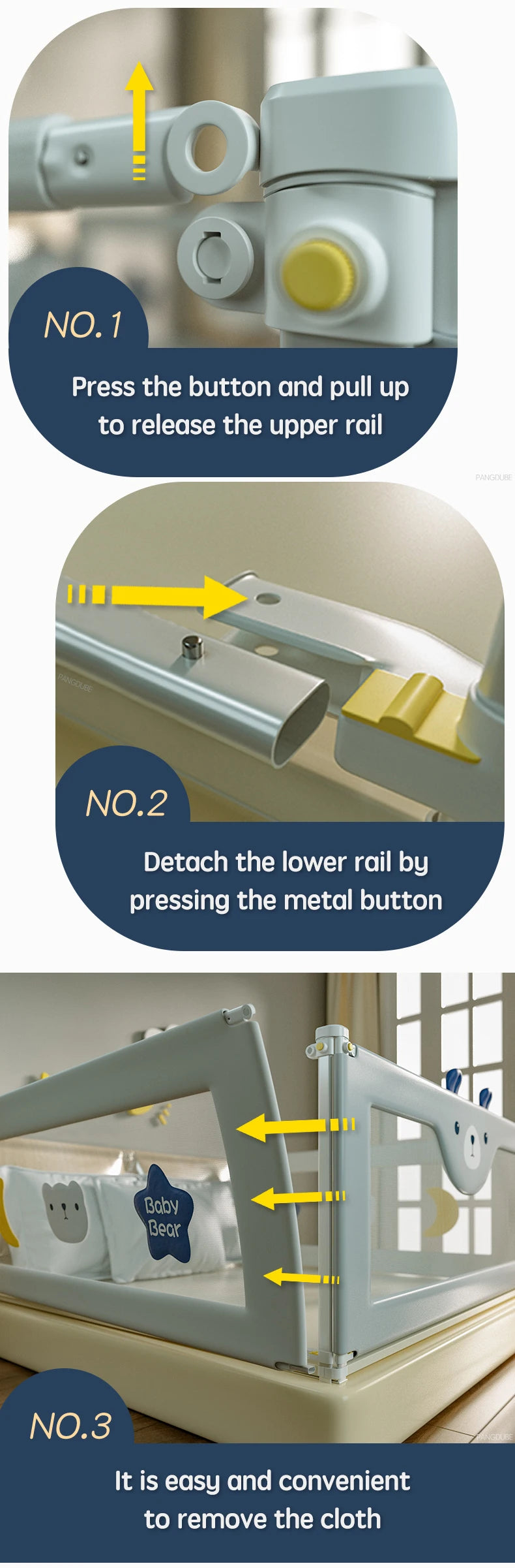PANGDUBE 1pc Baby Bed Guardrail Bed Rail Guard for Kid Fence for Bed Protective Barrier for Bed Safety Railing for Children Bed