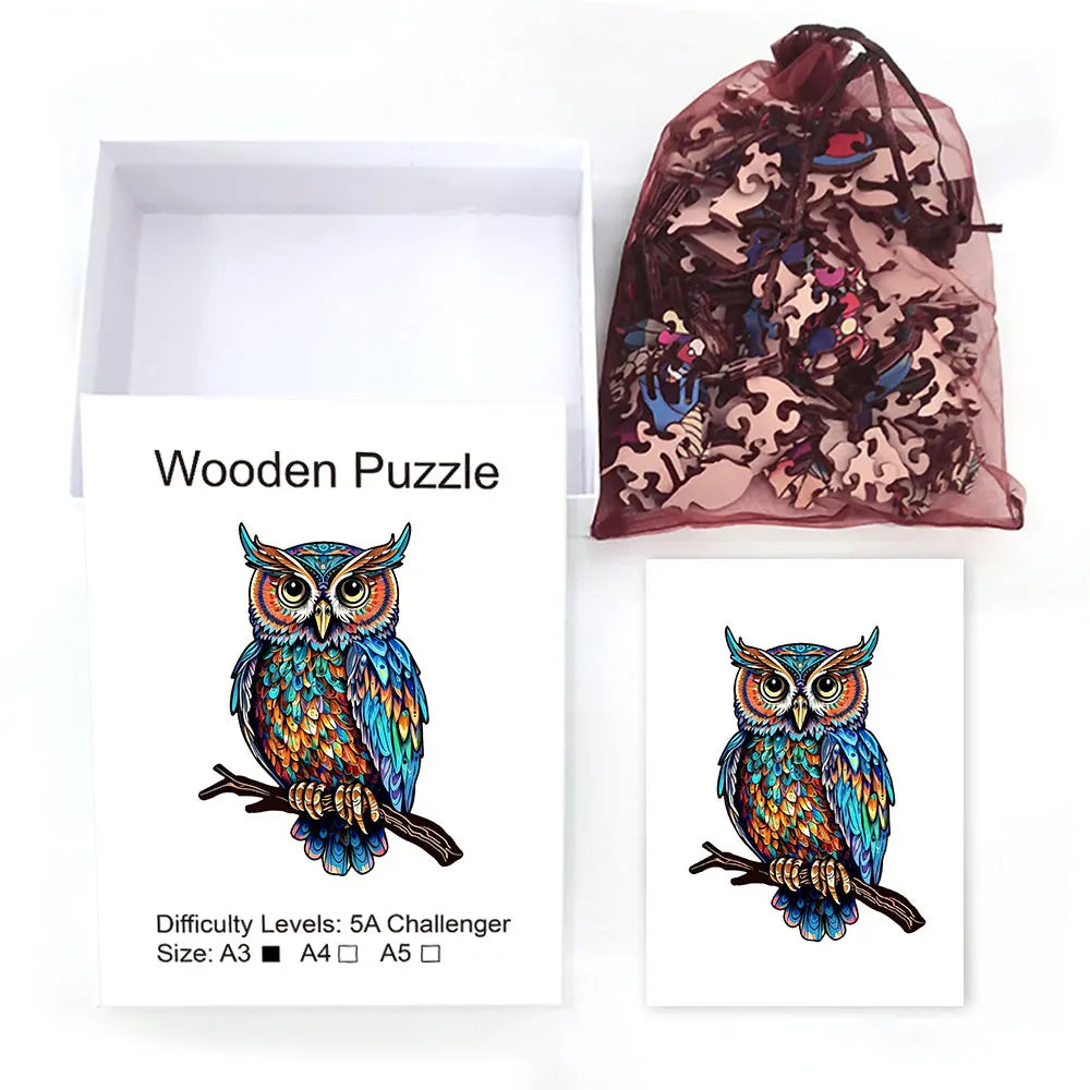 Jigsaw Puzzle Owl 3D Wooden Kids Toys Decorations High Difficulty