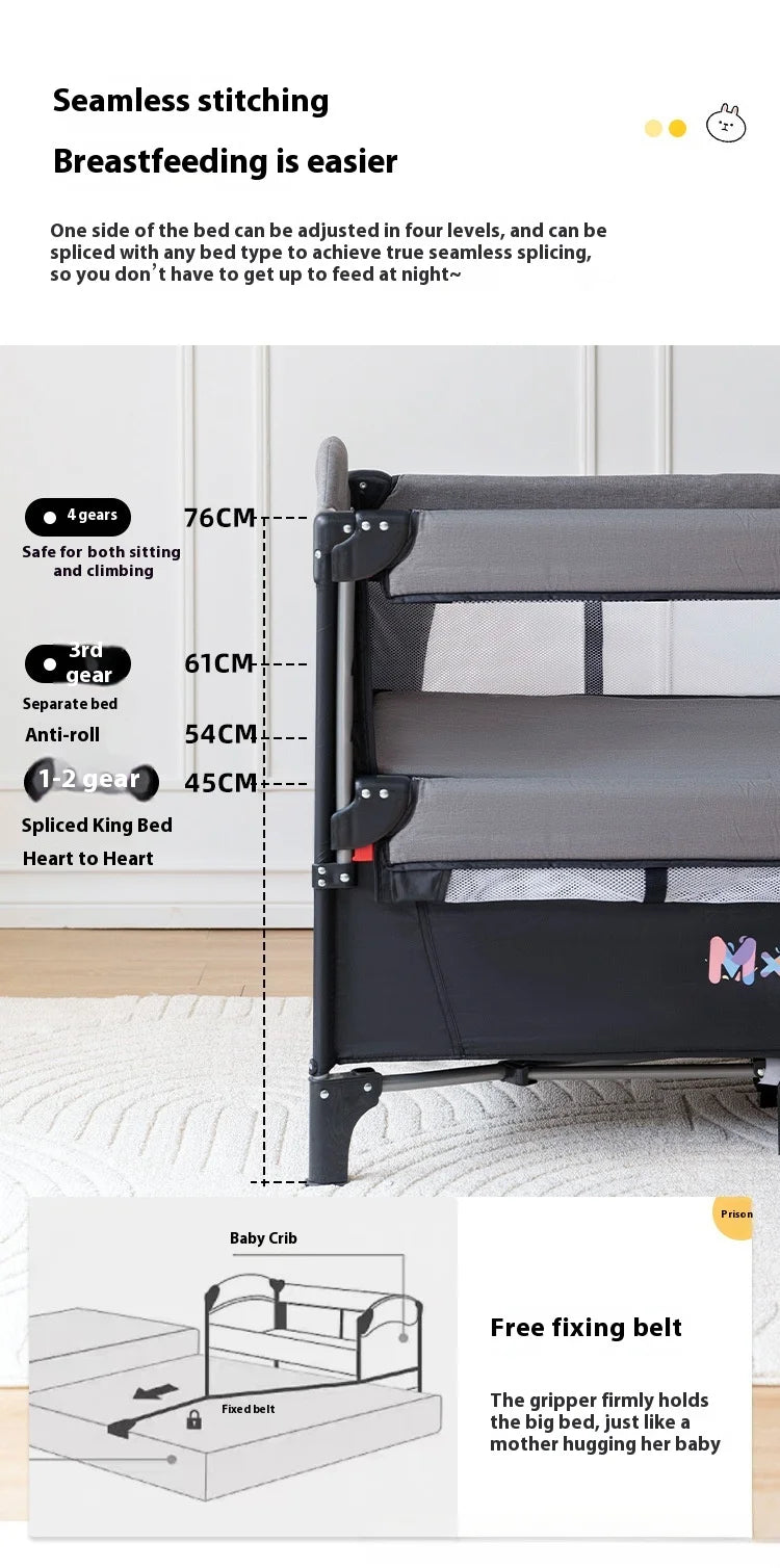 Multi Functional Newborn Bassinet Convertible Rocking Bedside Sleeper with Foldable Design, Universal Sleeping Crib for Babies