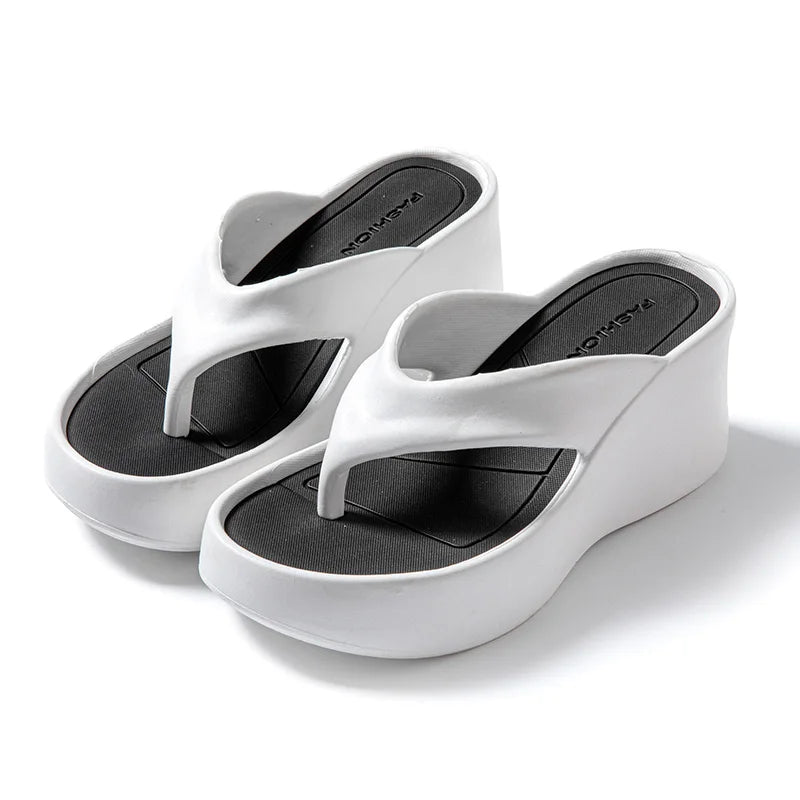 2024 Summer Flip Flops New Thick Sole Slippers for Women Platform Wedges Heel Modern Slippers EVA Ladies Sandals