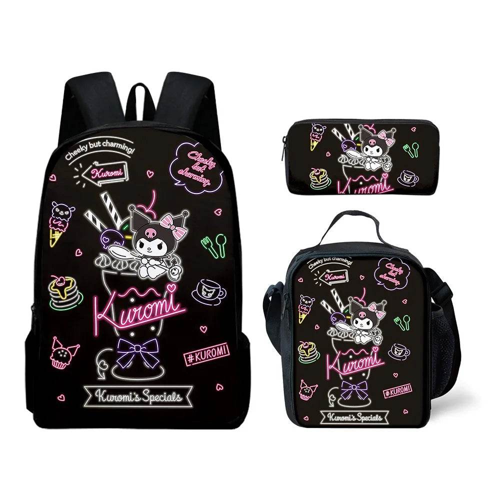Sanrio Kuromi Backpack Sanrio Backpack Pencil Bag Student School Bag Primary and Middle kawaii Cartoon School Bag Mochila - AIAZ