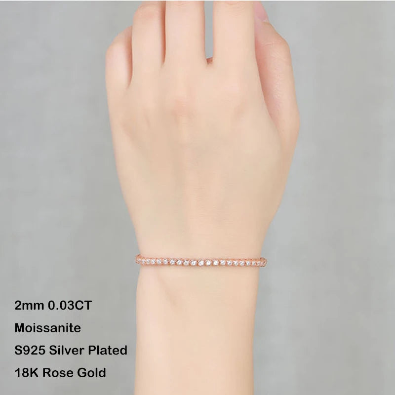 EWYA Luxury Bubble 2/3mm D Color Full Moissanite Tennis Necklace for Women S925 Silver Plated 18K Diamond Neck Chain Necklaces