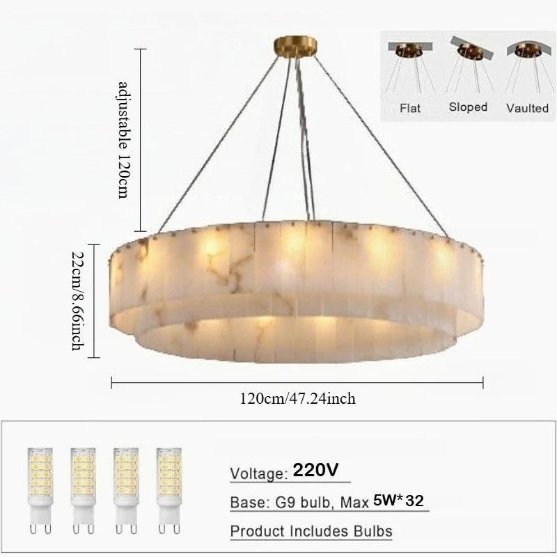 Rectangle Alabaster Chandelier for Living Room Bathroom Dining Room Decor Kitchen Foyer Adjustable Modern Marble Pendant Light